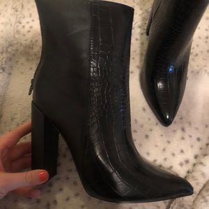 Lulus Crocodile Faux Leather Booties